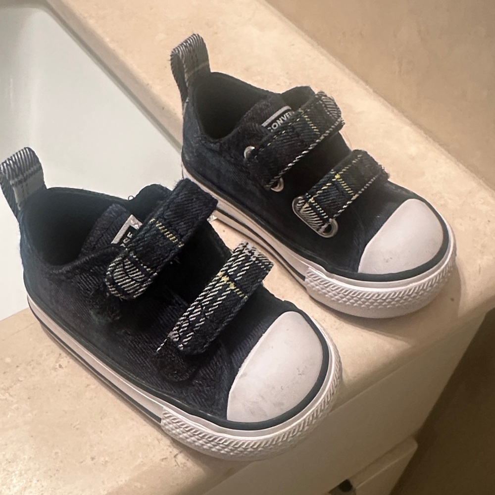 Converse Kids Black and White Velcro Sneakers